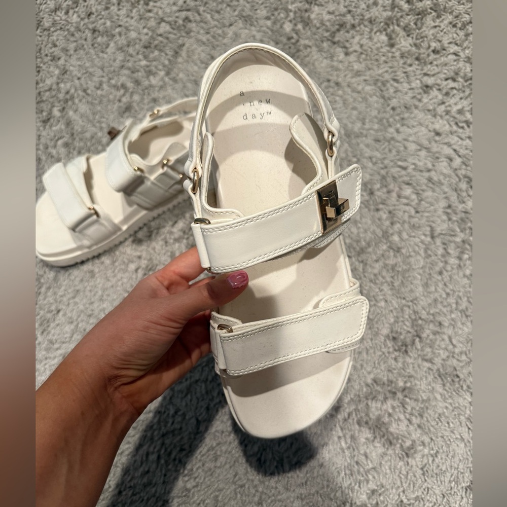 White Sandals with Buckle Detail